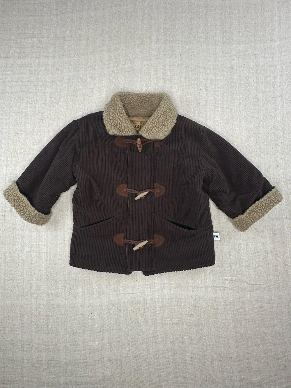 Corky & Company Vintage Kids Brown Corduroy Sherpa Lined Toggle Coat Jacket 4-5T